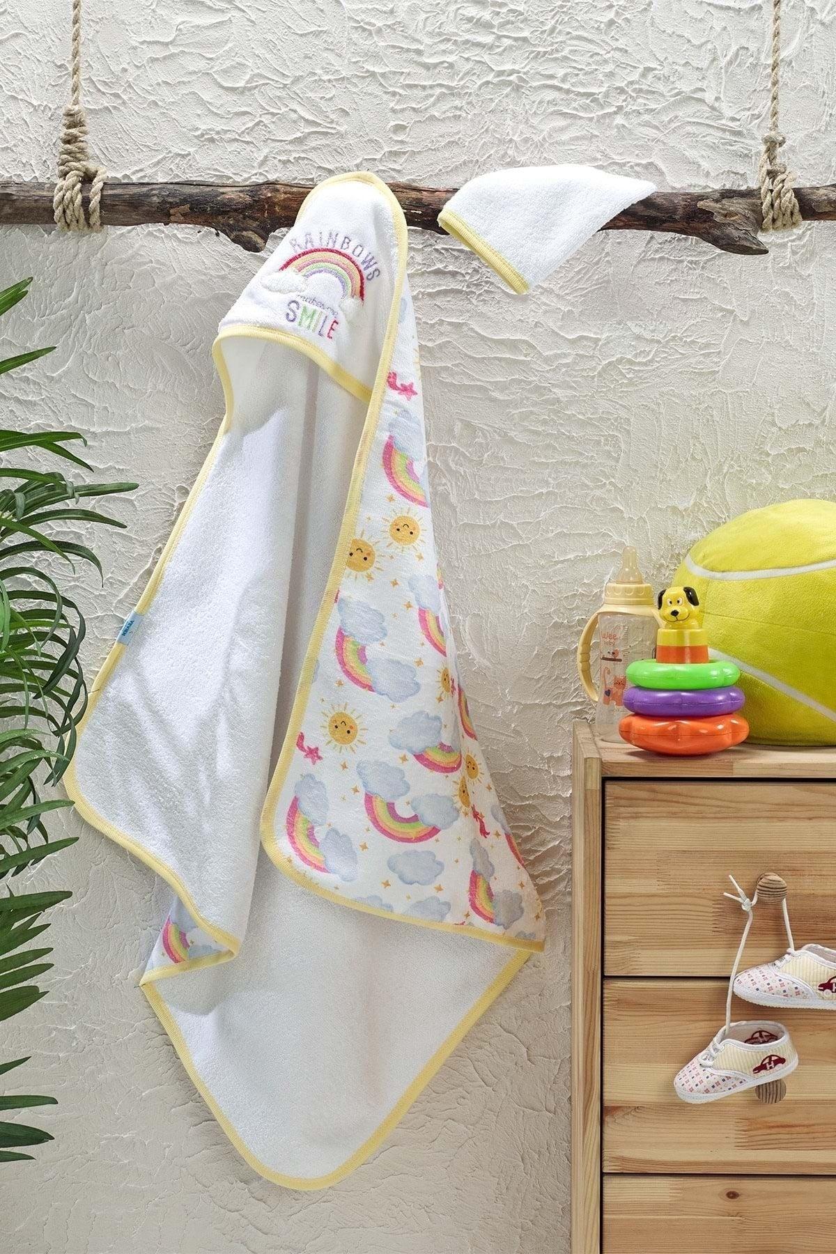 Digital Printed Embroidered Baby Towel and Yellow