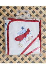 Digital Printed Embroidered Baby Towel Red With Pouch Gift - Swordslife