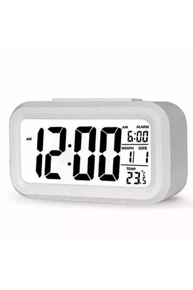 Digital Alarm Desk Clock Led Display Battery Alarm Clock White - Swordslife