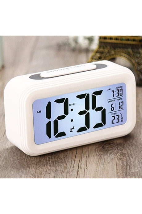 Digital Alarm Desk Clock Led Display Battery Alarm Clock White - Swordslife