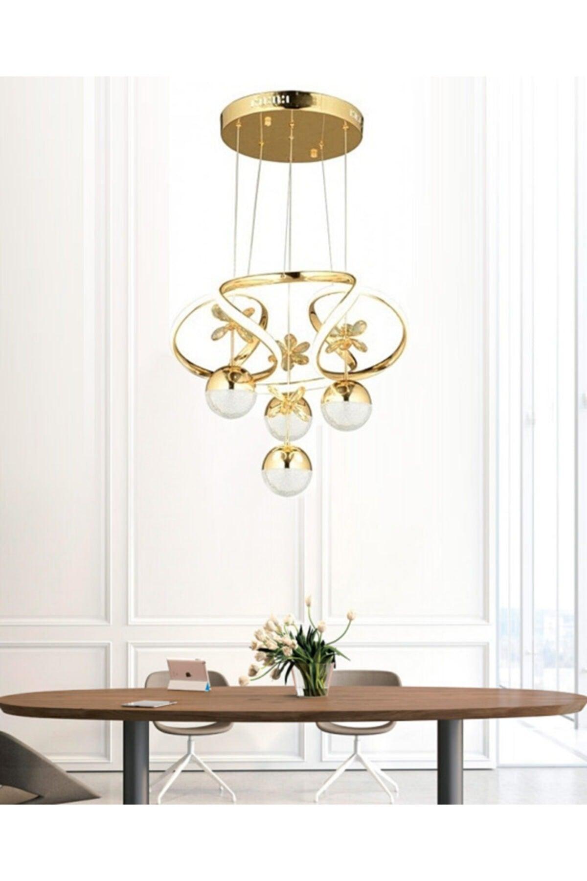 Dimmer Controlled Modern Pendant Lamp Butterfly Led Chandelier Gold Yellow Gradual 3 Colors - Swordslife