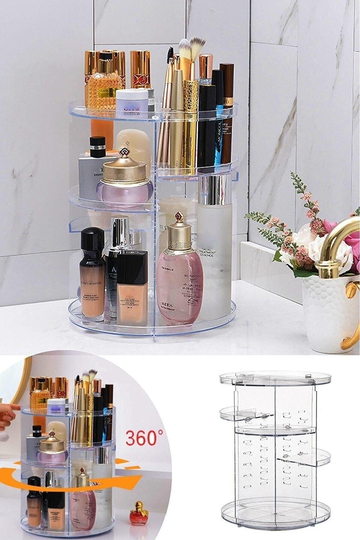 Disassembled Makeup Cosmetic Cit Care Perfume Organizer Organizer Transparent 360 Degree Rotating - Swordslife