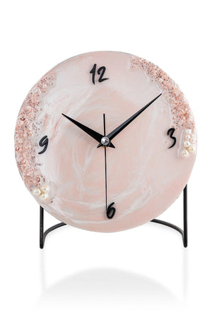Diverso Rosa Stone Decorative Table Clock19 X 19cm With Silent Mechanism - Swordslife