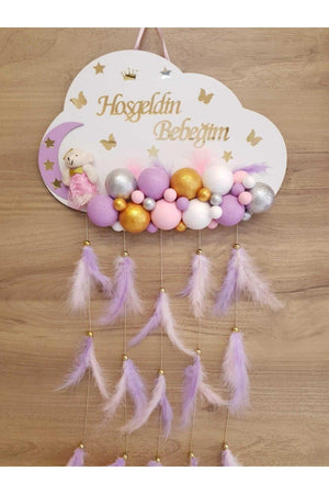 Door Decoration Wooden Cloud Door Baby Room Name Holder Styrofoam Bulk - Swordslife