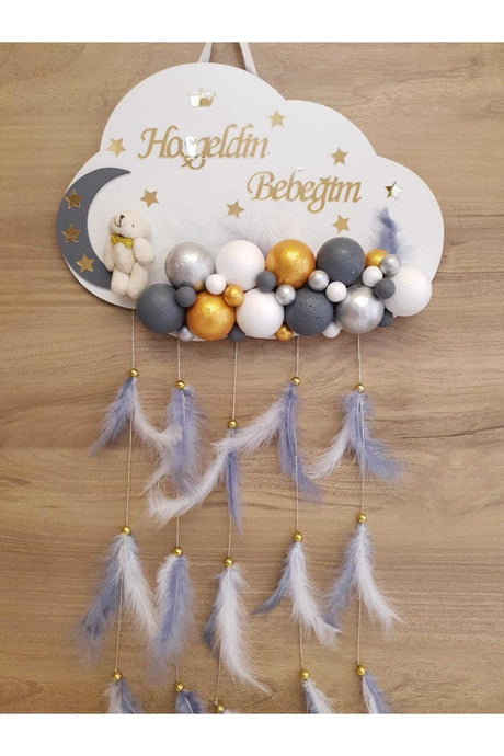 Door Decoration Wooden Cloud Door Baby Room Name Holder Styrofoam Bulk - Swordslife