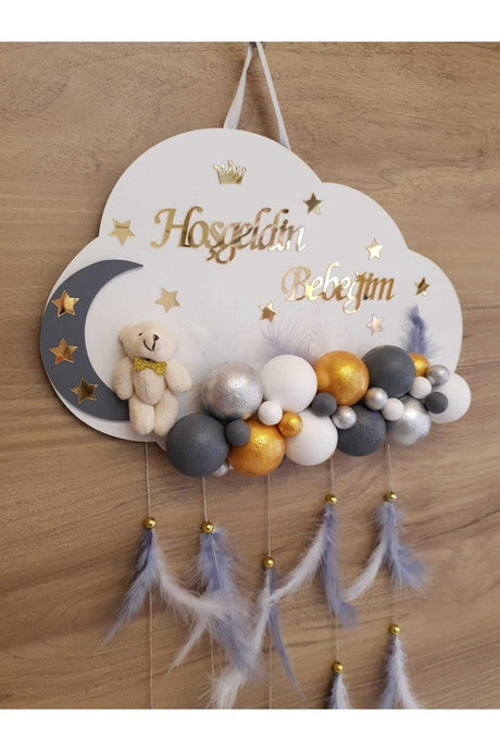 Door Decoration Wooden Cloud Door Baby Room Name Holder Styrofoam Bulk - Swordslife
