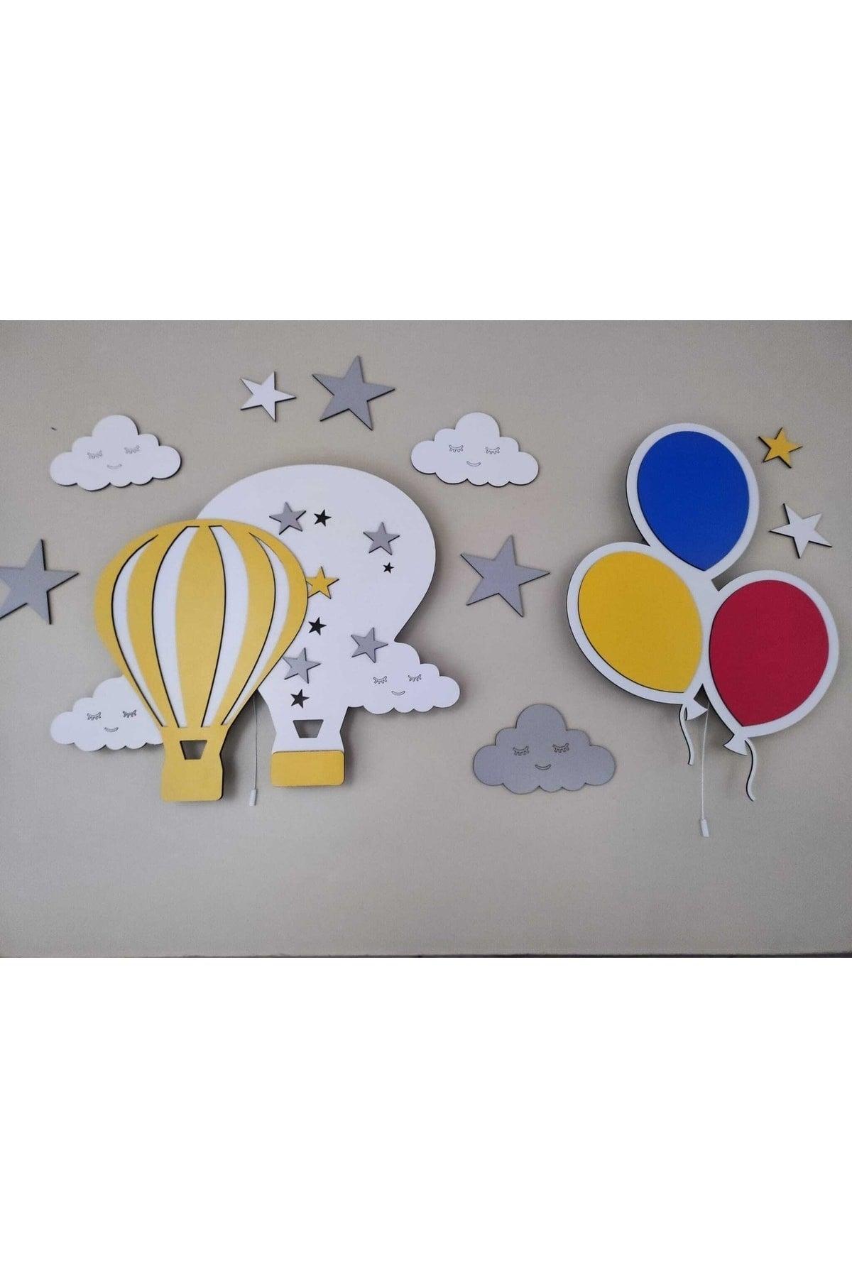 Dorahome Set Balloon Rain Model Wooden Night Light With Led - Swordslife