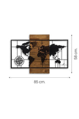 Doreart Map Wood & Metal Wall Painting, Home Office Wall Board - Swordslife