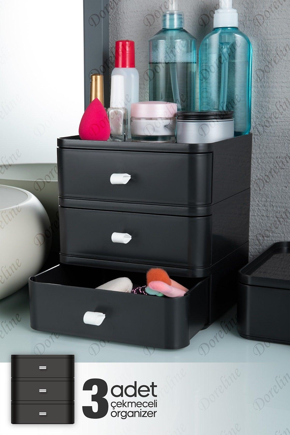 Dorebox 3 Pcs Jewelry, Makeup And Cosmetics Organizer Drawer (black), Office Desk Organizer - Swordslife
