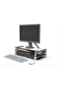 14 cm wooden monitor riser and cable organizer with storage compartments