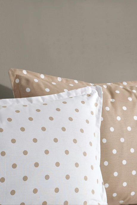 Dots Capuccino 100% Cotton Ranforce Oversized Double Sided Duvet Cover Set 240x220 - Swordslife