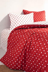 Dots Red 100% Cotton Ranforce Oversized Double Sided Duvet Cover Set 240x220 - Swordslife