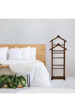 Walnut double-tiered kitchen butler with storage, 120 cm tall