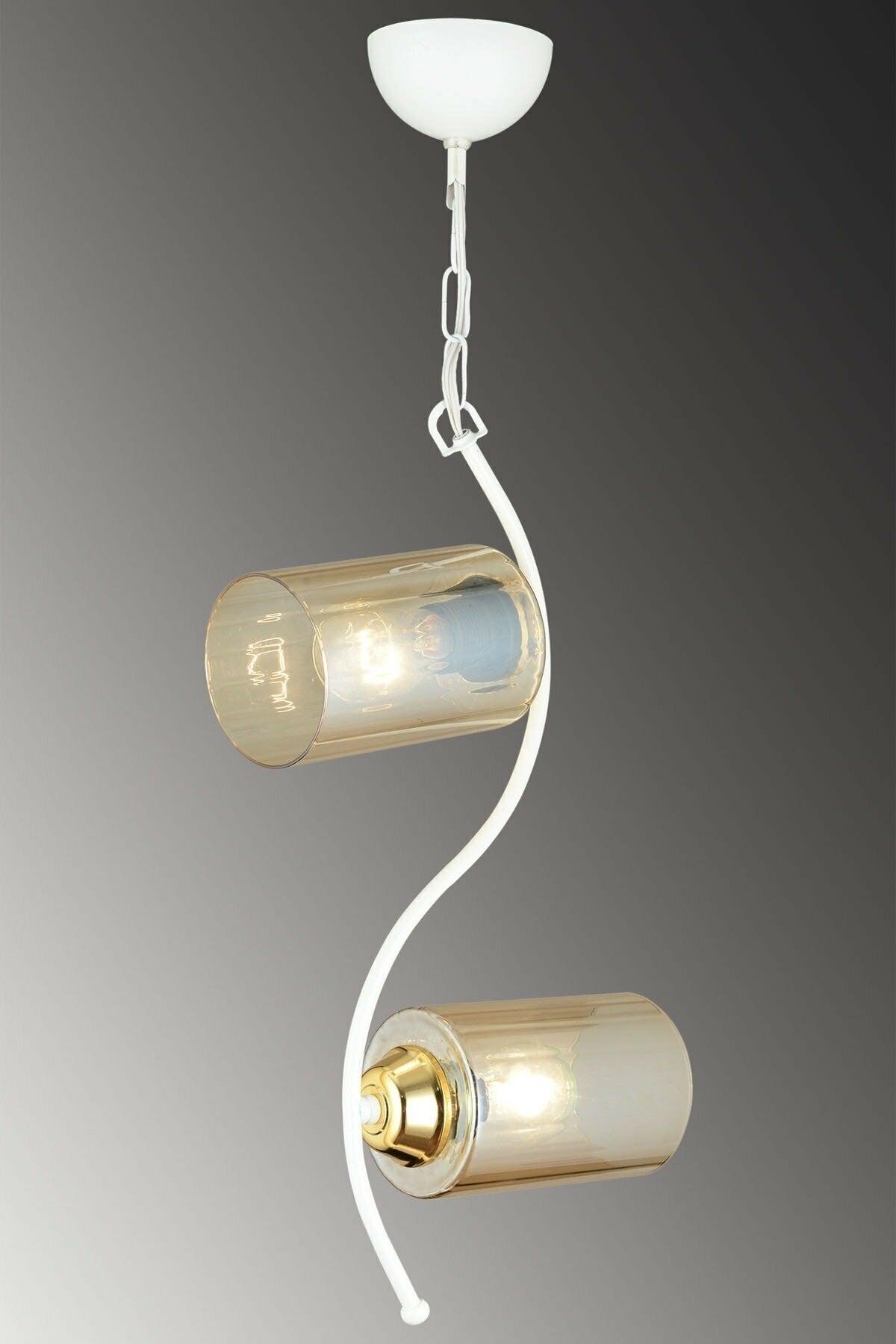 Double Modern Pipe Glass Curl Model White Pendant Chandelier - Swordslife