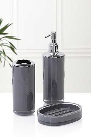 Double Printed Anthracite Chrome Round 3 Pcs Bathroom Set - Swordslife