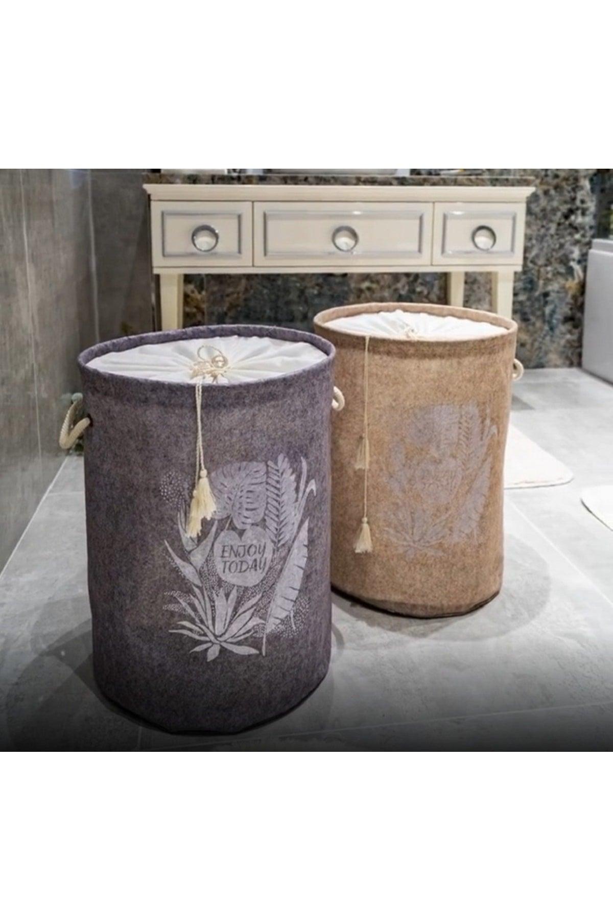 Double Set Laundry Basket, Felt Dirty Basket, Set of 2 2 Colors 50*35 Cm - Swordslife