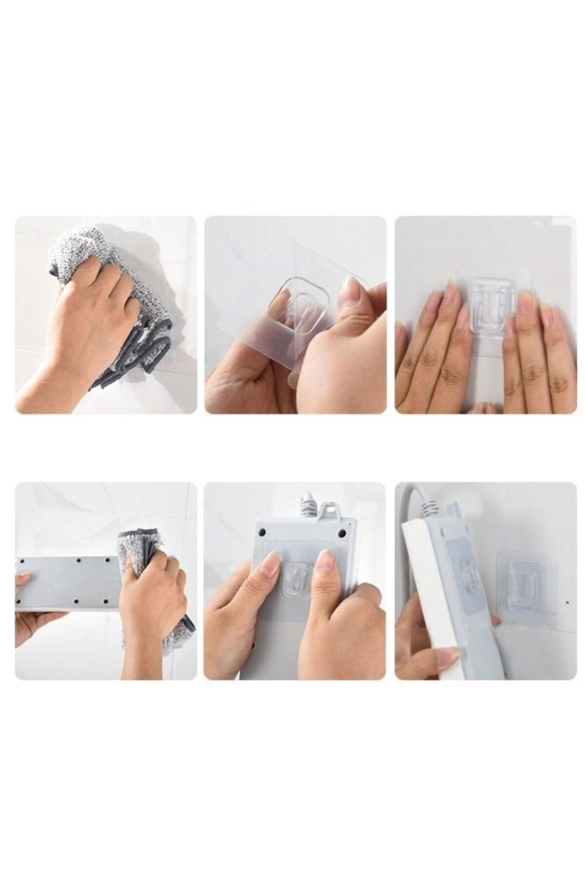 Double-Sided Adhesive Snap Clip Item Fixing Hanger Transparent Wall Hook Set of 2 - Swordslife