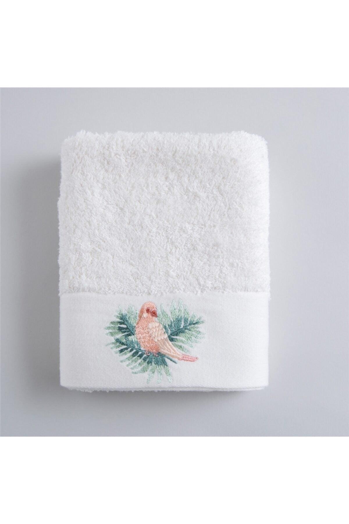 Drago Embroidered Face Towel 50x90 Cm Ecru