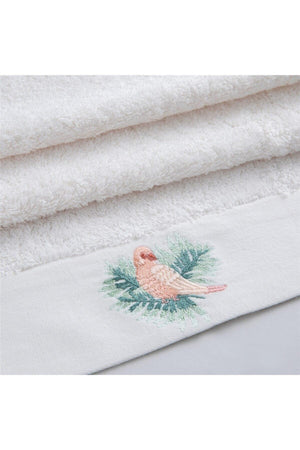 Drago Embroidered Face Towel 50x90 Cm Ecru