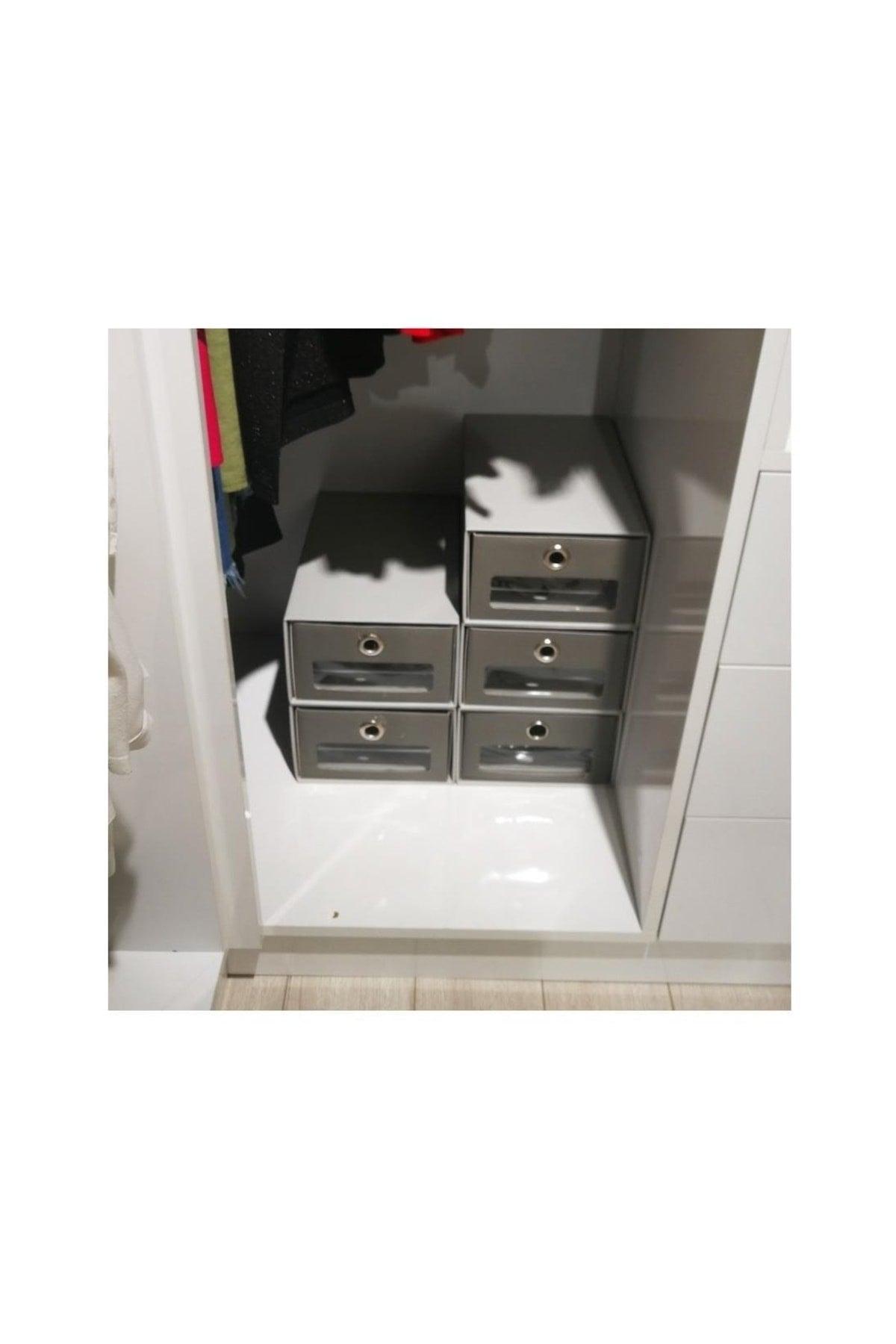 Drawer Box Organizer - Cabinet with Drawer Box - 4 Pieces Gray (21x34x13 Cm) - Swordslife