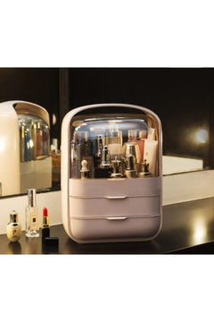 Pink Makeup Organizer with Drawer, 18x26x36 cm, Gift-Worthy Storage