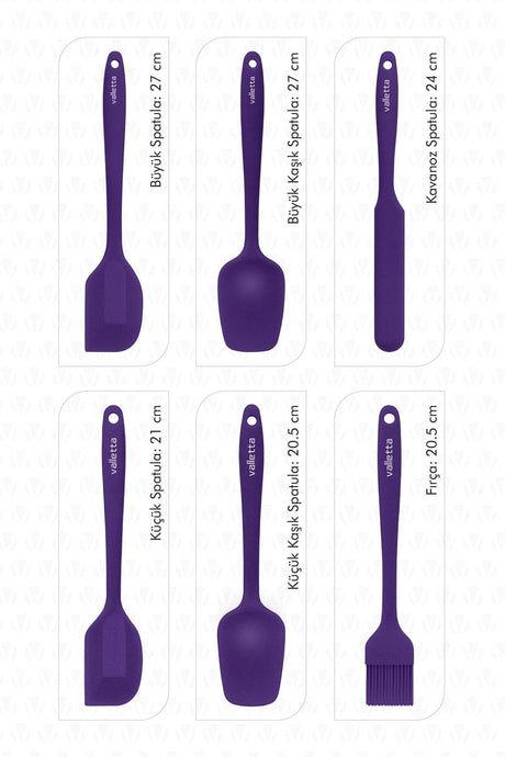 Drongo Heat Resistant Fireproof Non-Stick Silicone Spatula Set 6 Pieces Purple - Swordslife