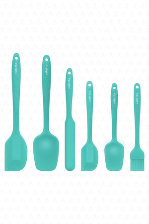 Drongo Heat Resistant Fireproof Non-Stick Silicone Spatula Set 6 Pieces Turquoise - Swordslife