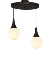 Drop 2 Black Round White Glass Pendant Chandelier - Swordslife