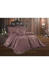 Duru 6 Pieces Plum Double Bedspread Sheet + Bed Cover + Pillow - Swordslife