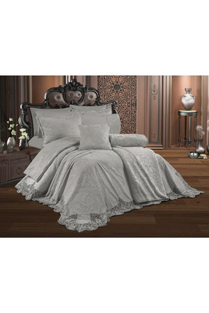 Duru Dowry Package 10 Pieces Gray Bedspread Duvet Cover Set + Blanket - Swordslife