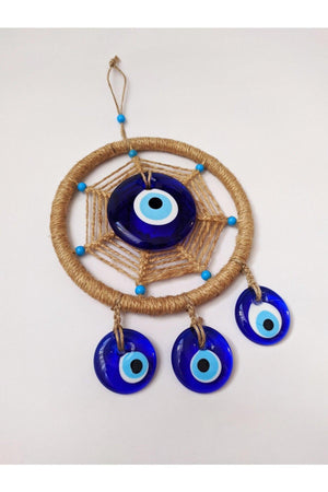 Wall Decoration, New Season, Spider Web Mesh Rope Model 16x16 Cm Glass Evil Eye Beads Wall Ornament - Swordslife