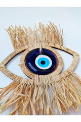 Wall Decoration, New Season, Raffia Wooden Eye Model 20x20 Cm Glass Evil Eye Bead Wall Ornament - Swordslife