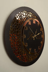 Wall Clock Wooden And Mirror Allah-Muhammad Motif - Swordslife