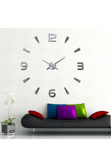 Wall Clock Large Size 3d Turkish Numeral Wall Clock Top Rated Silver - Swordslife