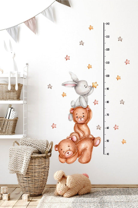 Wall Sticker - Cute Bears, Rabbits And Stars Kids Room Height Gauge Ruler Wall Decor - Swordslife