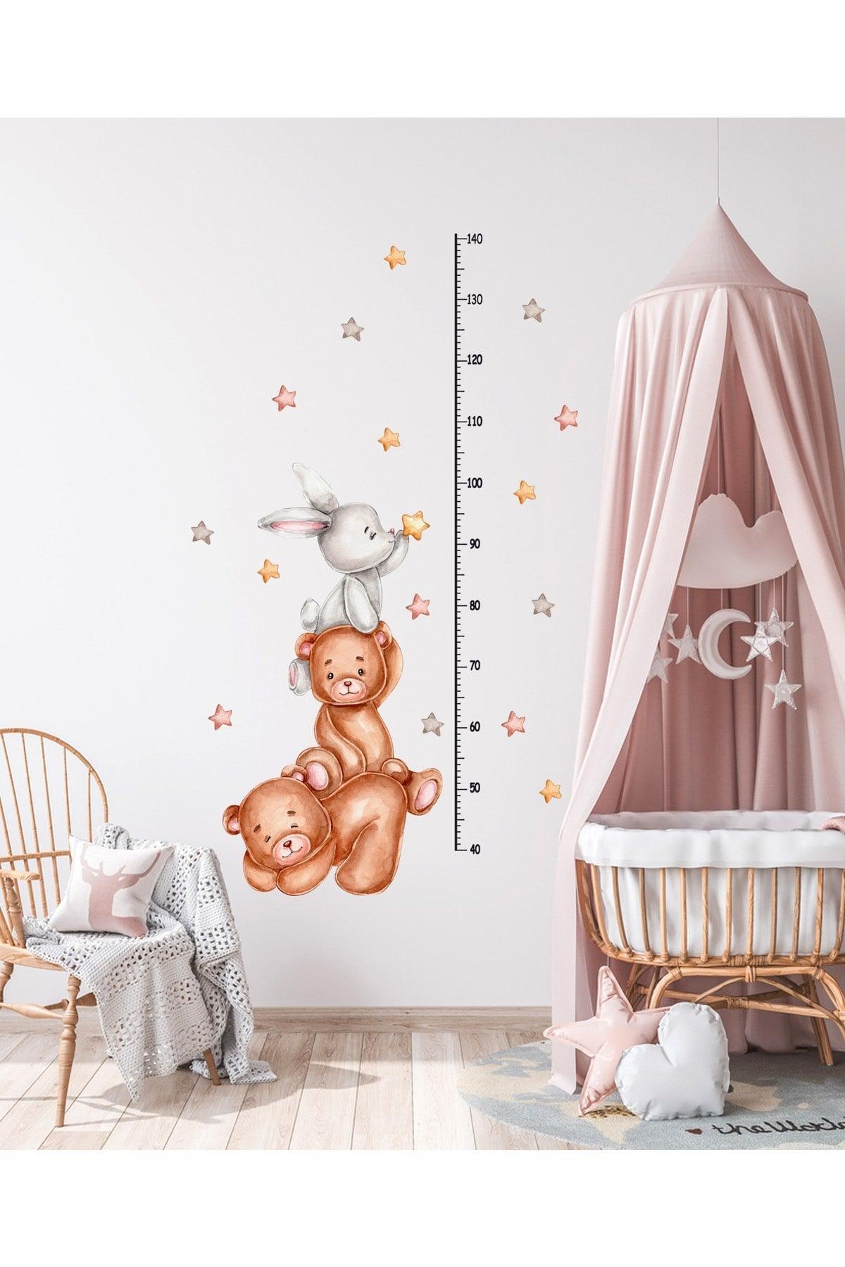 Wall Sticker - Cute Bears, Rabbits And Stars Kids Room Height Gauge Ruler Wall Decor - Swordslife