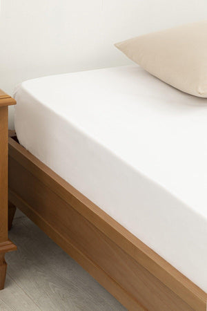 Plain 2 Cotton Single Elastic Bed Sheet 100X200 Cm White - Swordslife