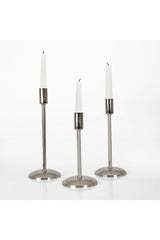 Flat Foot 3 Pcs Slim Candlestick Candle Holder Stainless Silver Home Decoration - Swordslife