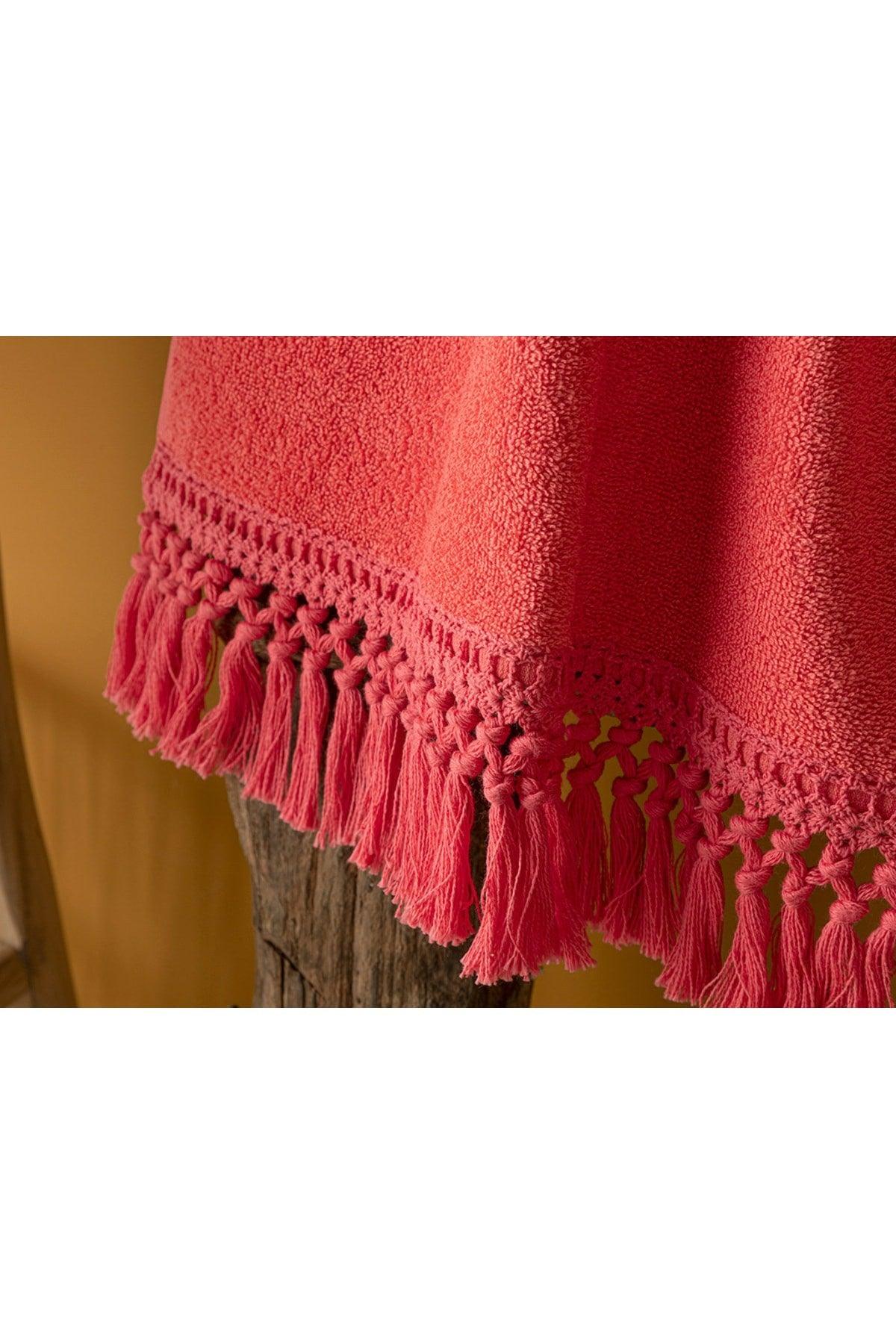 Eaves Cotton Fringed Face Towel 50x70 Cm Pink - Swordslife