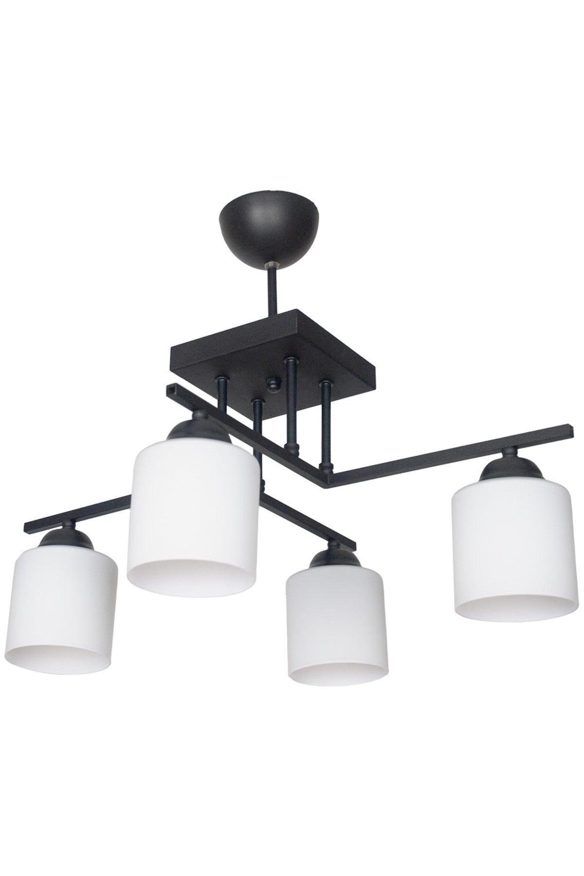 Ecem Modern Black Color Cylinder White Glazed Salon - Küche - Schlafzimmer 4 Lü Kronleuchter - Swordslife