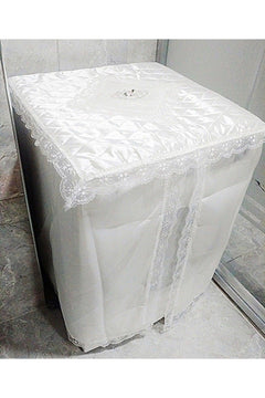 Standard size washing machine cover in ecru satin fabric
