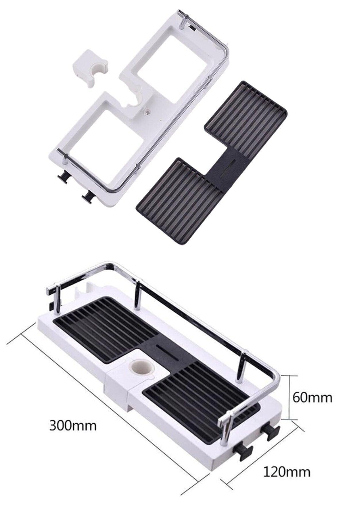 Edelstahl, Bad Pole Aslable Corner Shampoo Seife Double Hanger Regulator Rack 30cm - Swordslife
