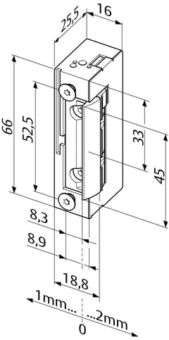 Symmetric electric door opener for fire doors