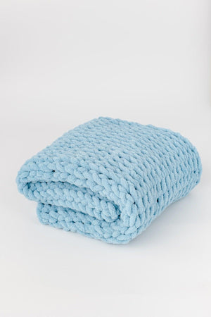 Handmade Twisted Pattern Puffy Baby Blanket 90 cm X 90 cm Azur Blue - Swordslife