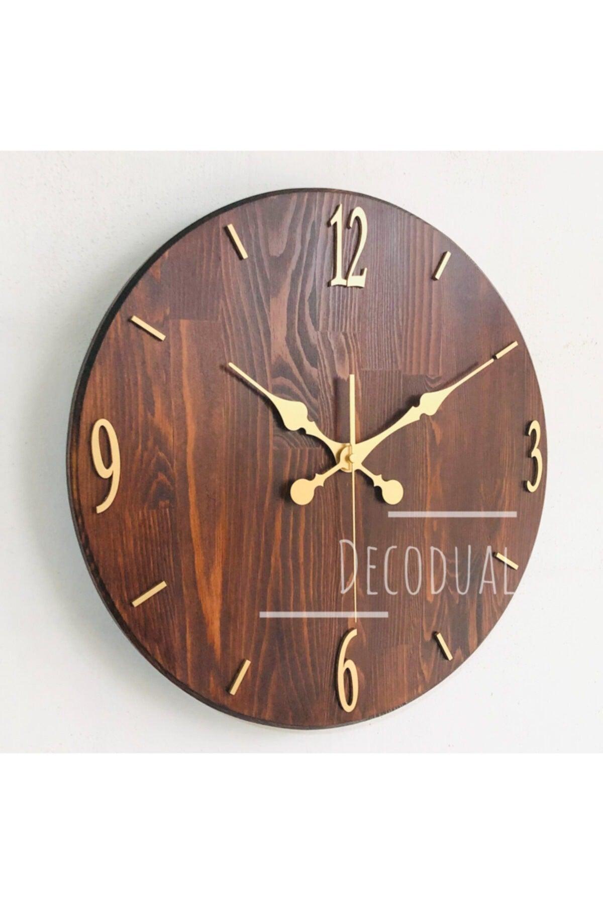 Handmade Solid Wood Wall Clock 40cm Diameter Nut Color - Swordslife