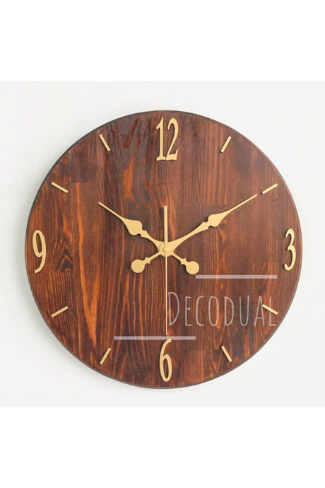 Handmade Solid Wood Wall Clock 40cm Diameter Nut Color - Swordslife