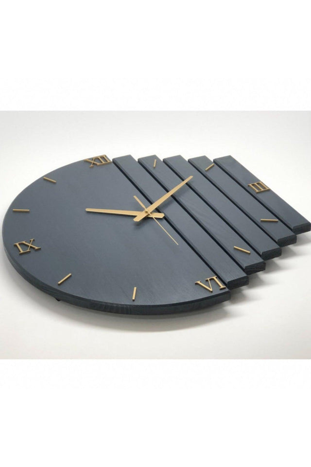 Handmade Solid Wood Wall Clock 40x40cm Anthracite And Gold - Swordslife