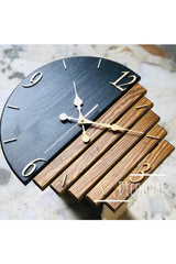 Handmade Solid Wood Wall Clock 40x40cm Black And Walnut - Swordslife