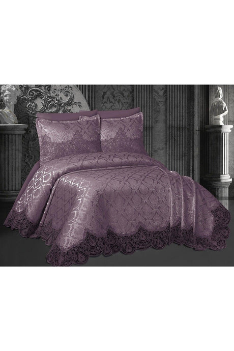 Elen 6 Pieces Plum Double Bedspread ( Sheet + Bed Cover + Pillow ) - Swordslife