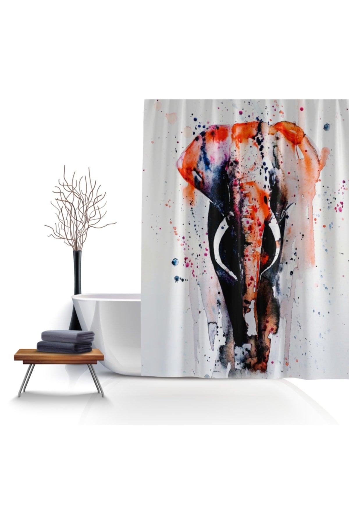 Elephant Pattern Shower Curtain 180 X 200 Cm Bathtub